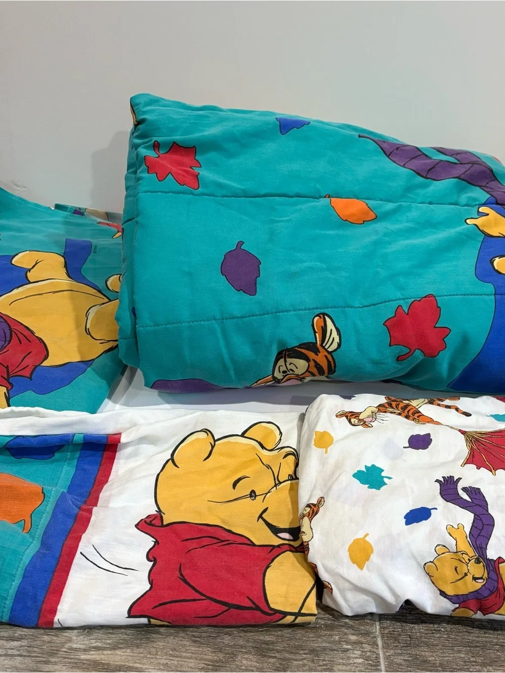 Vtg Disney Winnie The Pooh & Tigger Blustery Day Comforter & Sheets 90's 60x 83”